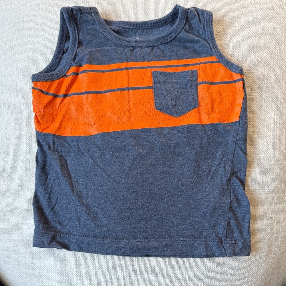 Navy and Orange Kids Tank Top